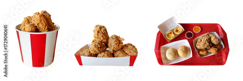 Crispy Chicken Feast: An enticing visual of delectable, golden-brown fried chicken pieces, offering a feast for the senses and promising a symphony of textures and flavors.