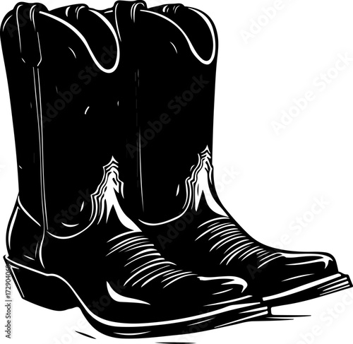 cowgirl boots silhouette vector illustration