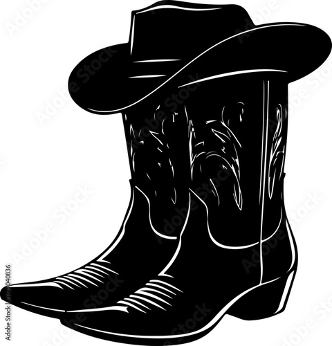 cowgirl boots silhouette vector illustration