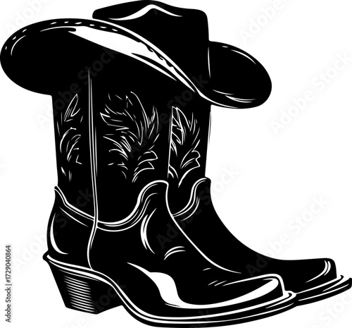 cowgirl boots silhouette vector illustration