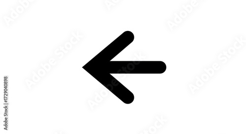 Black arrow isolated on white background, arrow png. Simple black arrow pointing left on a white background.