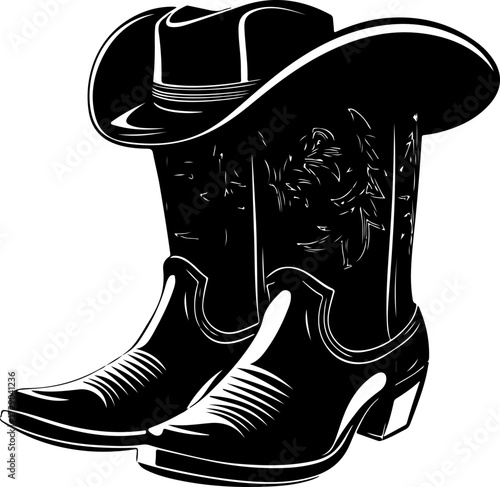 cowgirl boots silhouette vector illustration
