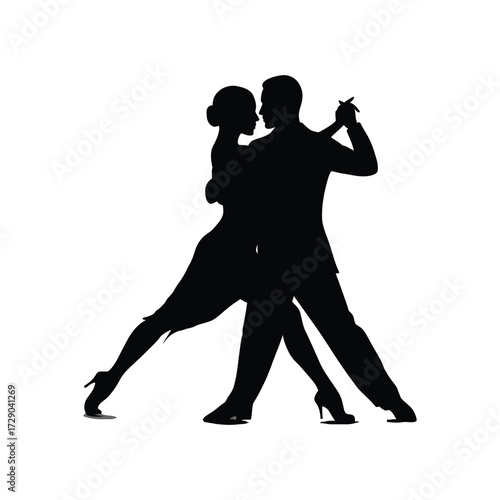 Elegant Tango Dance Silhouette of a Couple Embracing Passion and Artistry Perfect for Valentines Day Celebrations and Romantic Designs Showing Graceful Movement and Harmonious Connection in Dance