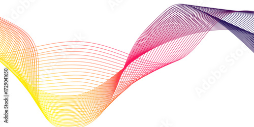  colorful waves design and also use for wallpaper,  illustration chrome technological wallpaper, element for line design isolated on white background, design graphic element flowing across line.