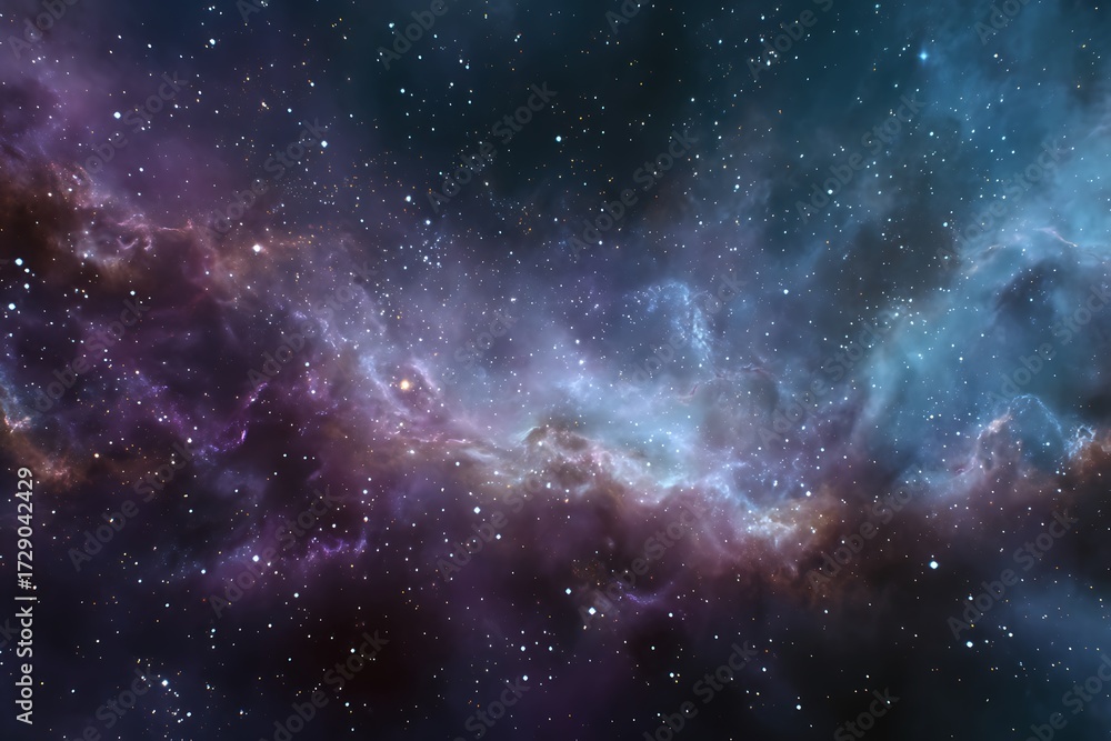 Fototapeta premium Abstract Nebula with Blue and Purple Hues, Cosmic Space Galaxy Background