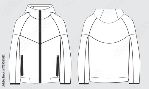 Hoodie Jacket technical drawing vector illustration template 