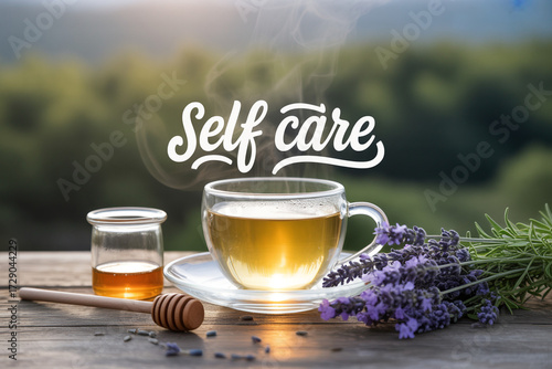 cup of tea on the wooden table
