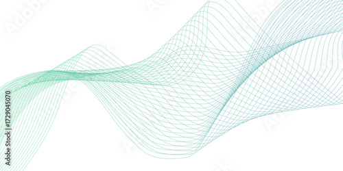 Abstract green wave line banner, Stylish multicolor flowing wave abstract design, abstract organic green wave lines creating harmony on a white background.