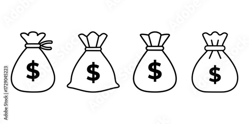 Minimal money bag icon sets design