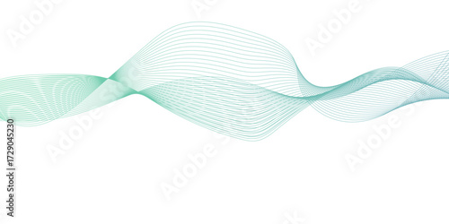Abstract green wave line banner, Stylish multicolor flowing wave abstract design, abstract organic green wave lines creating harmony on a white background.