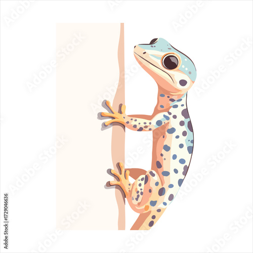Cute gecko clinging to a wall