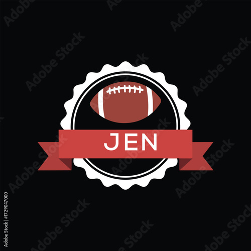 JEN American Football Badge Logo. JEN Design for Sports Team, Club, and Championship JEN Branding Icon.
