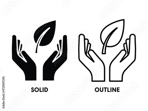 Hands gently holding a delicate green leaf symbolizing care for nature and ecology