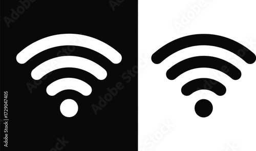 Clear Wi-Fi signal icons shown in contrasting black and white
