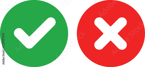 Green checkmark and red cross symbols indicating yes and no choices