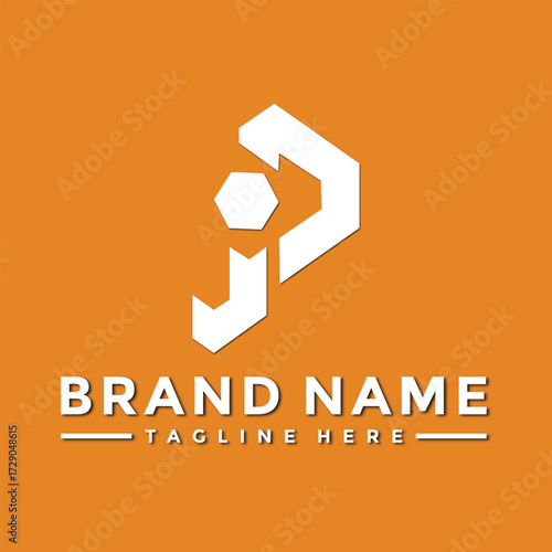 Vector art of clean and modern white logo design featuring abstract letter shapes on an orange background, suitable for a tech or business brand