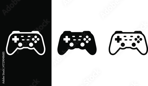 Iconic game controllers displayed in three distinct styles for digital entertainment
