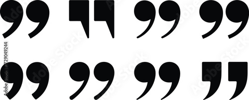 Collection of quotation marks representing speech, dialogue, and important statements.