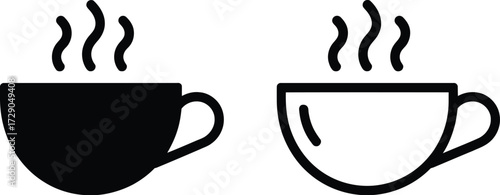 Steaming hot beverage in a cup, simple icon design