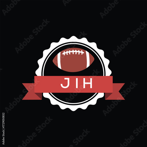 JIH American Football Badge Logo. JIH Design for Sports Team, Club, and Championship JIH Branding Icon.
