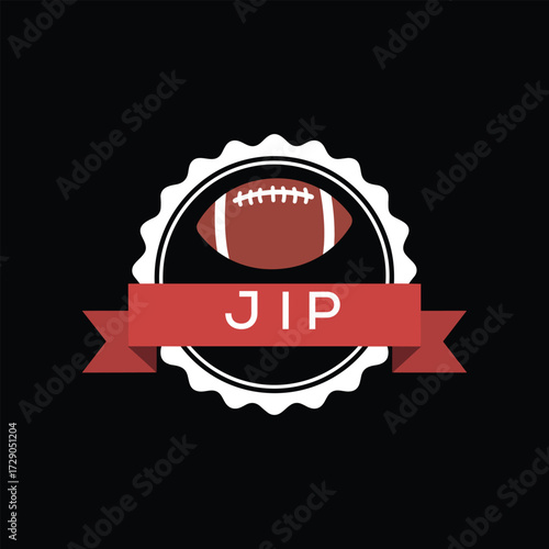 JIP American Football Badge Logo. JIP Design for Sports Team, Club, and Championship JIP Branding Icon.

