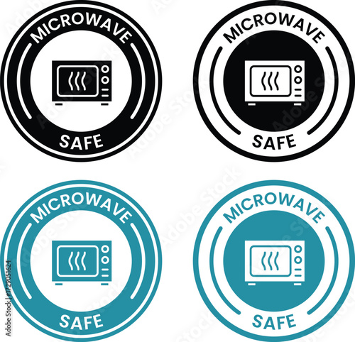 Microwave oven safe badge set. Suitable for utensils information sign 