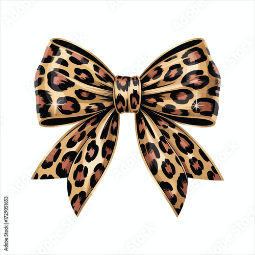 Golden Leopard Print Bow Illustration