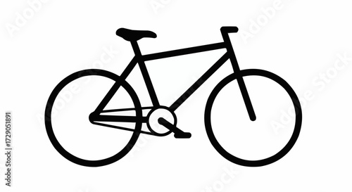 Illustration of a simple black bicycle with two wheels and a seat on a white background image