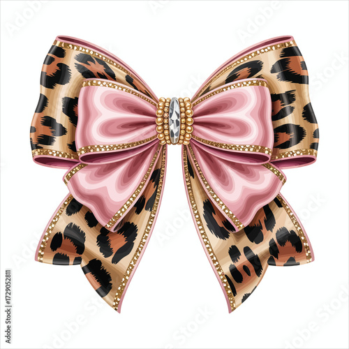 Glam Pink Leopard Print Bow
