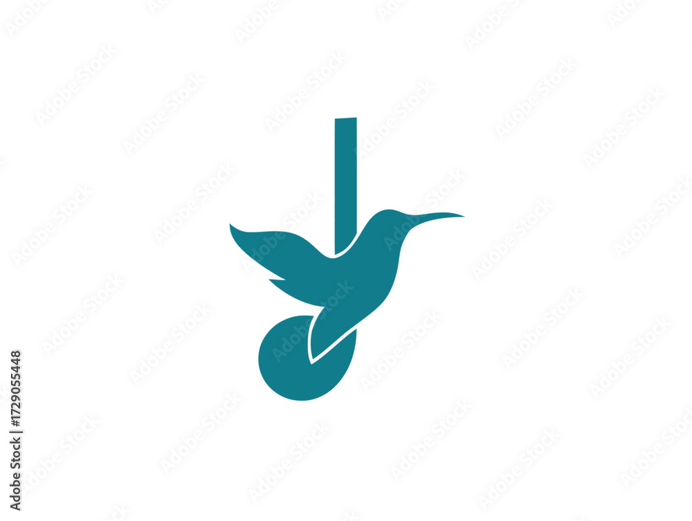 Obraz premium Teal hummingbird with outstretched wings integrated with a circular shape and straight line