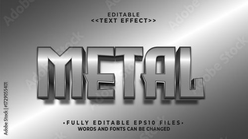 editable 3d silver metal text effect