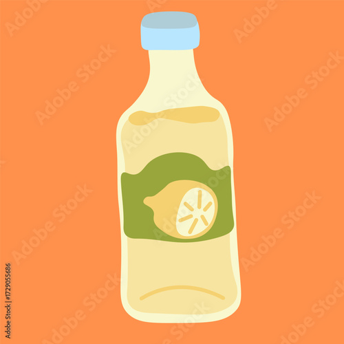 bottle of lemonade in doodle style.Illustration for banner postcard design print sticker poster background