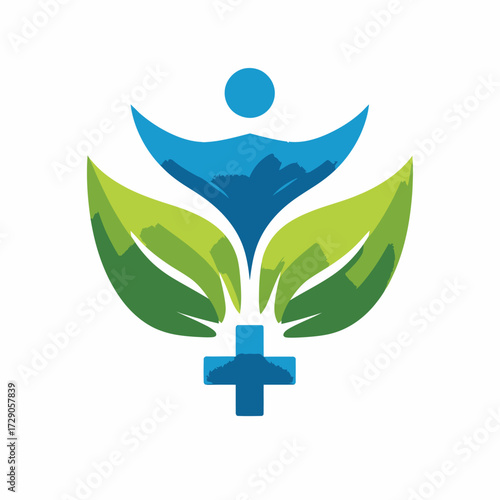 A vibrant illustration merging natural elements with a healthcare symbol