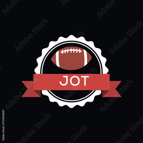 JOT American Football Badge Logo. JOT Design for Sports Team, Club, and Championship JOT Branding Icon.
