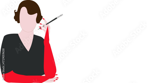 Elegant lady with red gloves