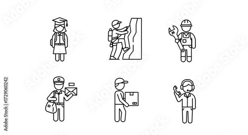 Diverse Icons of Different Professions and Jobs Vector illustration