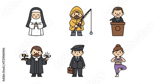 Illustration of various professions and activities, showcasing diversity Vector illustration