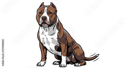 Cute cartoon vector illustration of a jack russell terrier puppy sitting on white background