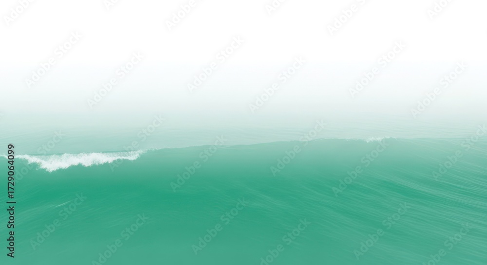 Fototapeta premium Turquoise sea wave crests against a white sky on a calm day