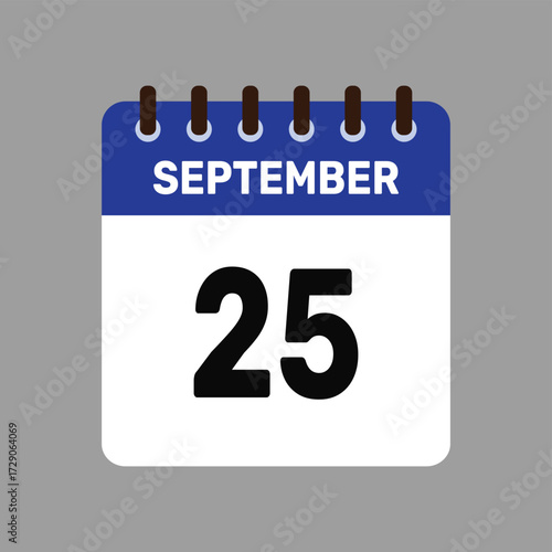 calendar with september 25 icon vector reminder for important deadlines and special events this autumn season