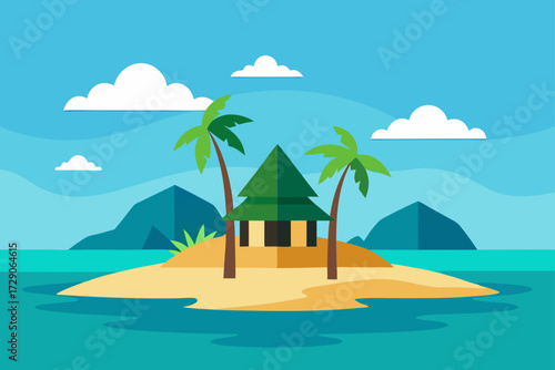 tropical island with palm trees