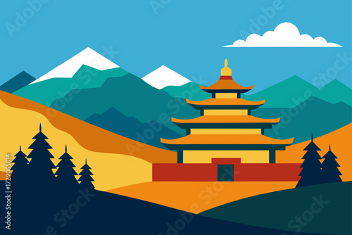 vector illustration of a mountain landscape