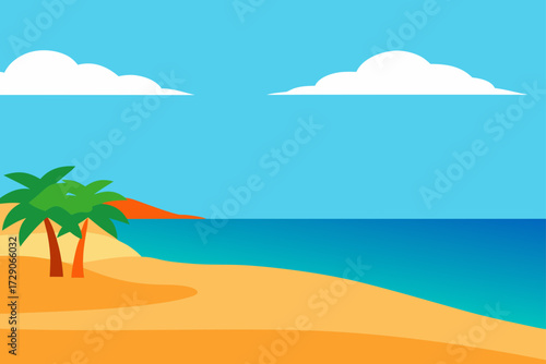 tropical beach with palm trees