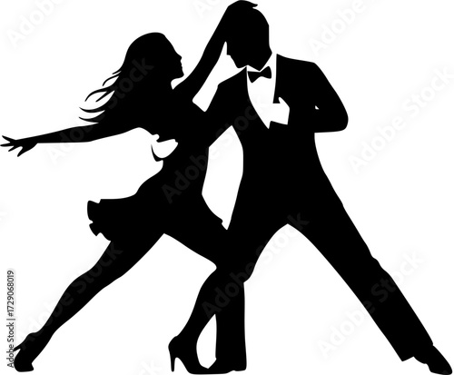 Ballroom Dance Silhouette: Elegant Couple in Motion