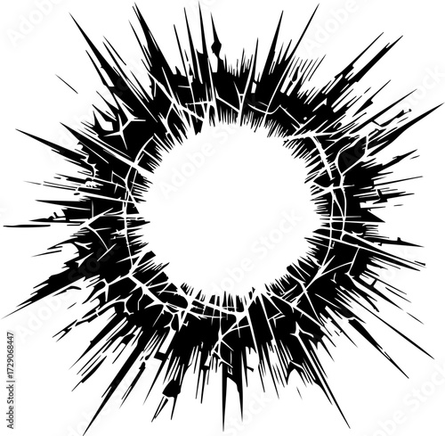 Broken Shattered Glass Crack Explosion Vector Icon for Design