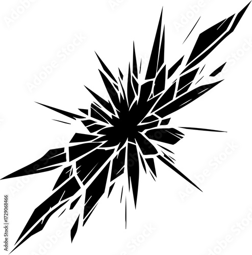 Broken Shattered Glass Crack Explosion Vector Icon for Design