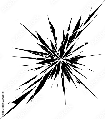 Broken Shattered Glass Crack Explosion Vector Icon for Design