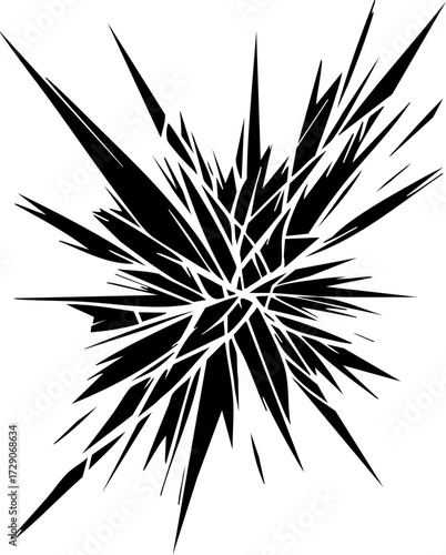 Broken Shattered Glass Crack Explosion Vector Icon for Design