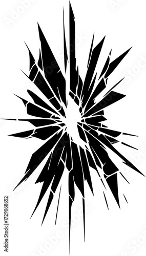 Broken Shattered Glass Crack Explosion Vector Icon for Design