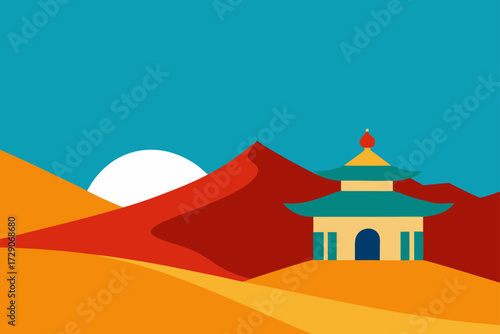 vector illustration of an ancient temple